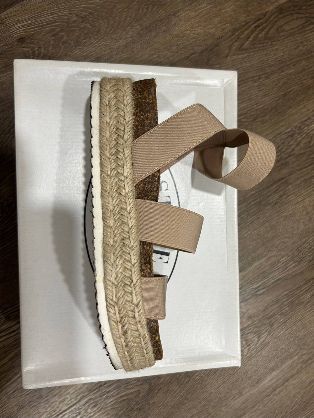 Steve Madden Nude/Tan Platform Espadrille Sandal with Elastic Straps - Picture 2 of 7